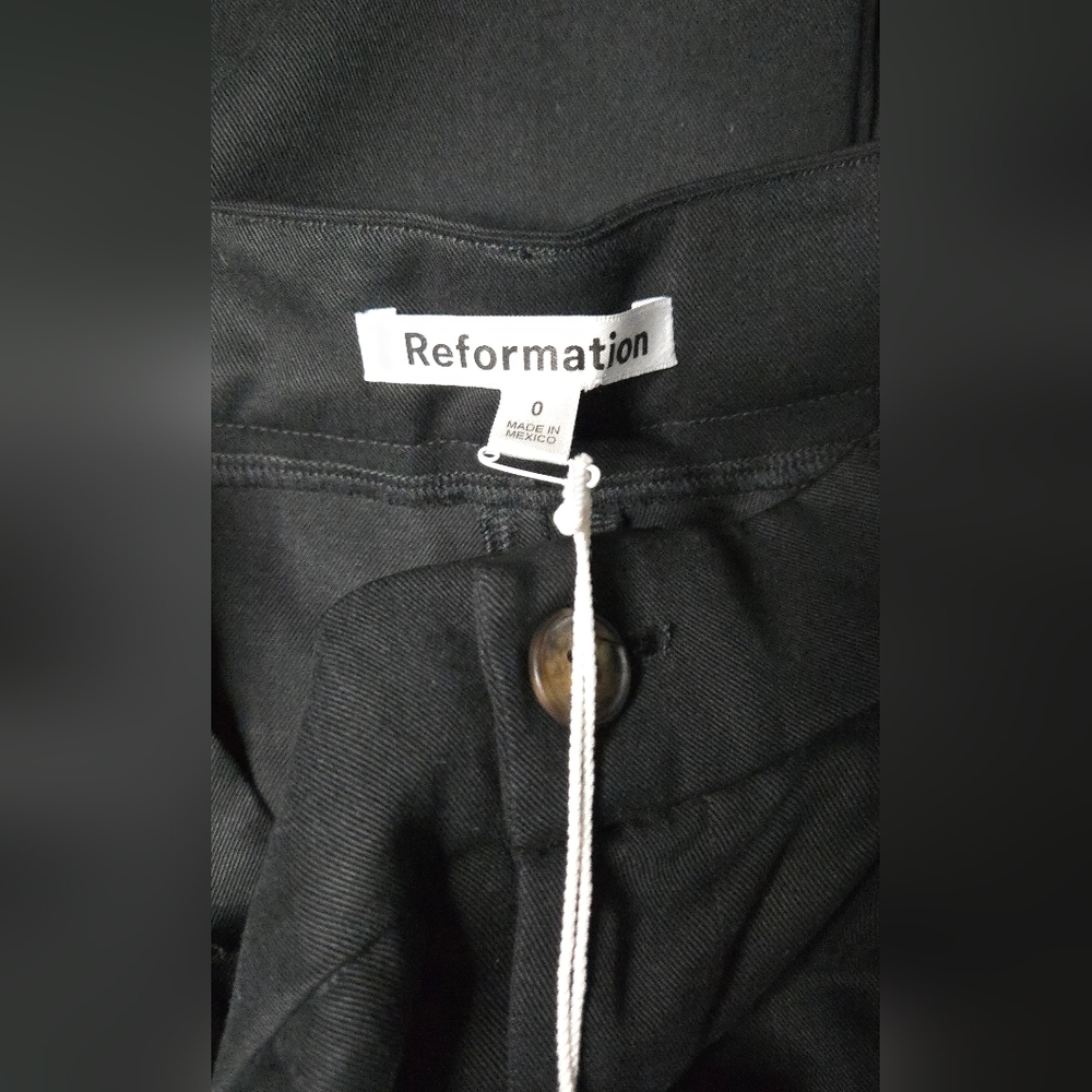 NWT Reformation Mason Cropped Relaxed Wide Leg Black Career Pant Women's 0/25 - Picture 7 of 8
